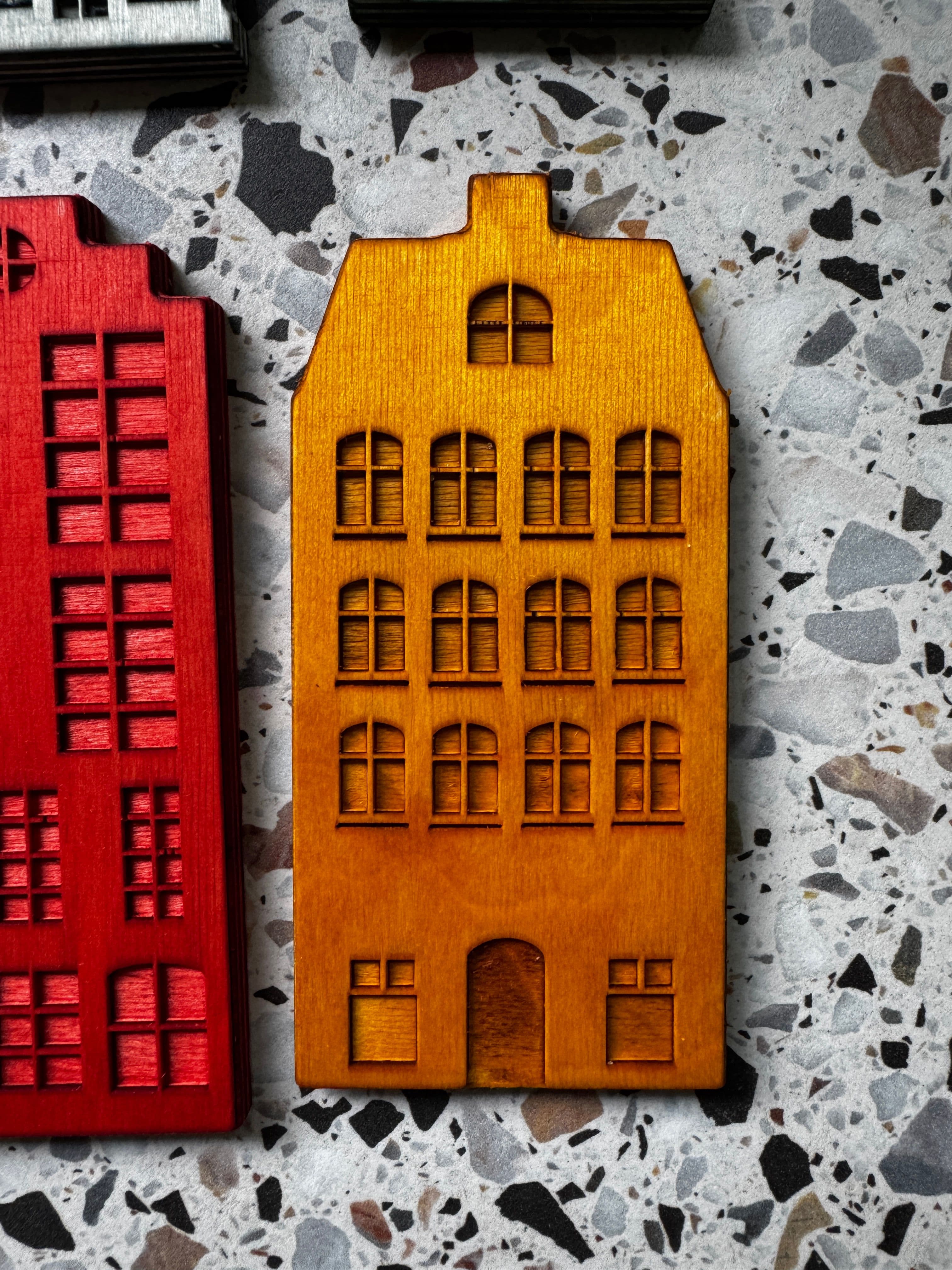 Dutch canal houses magnets — handcrafted wooden magnets by TerraMadera