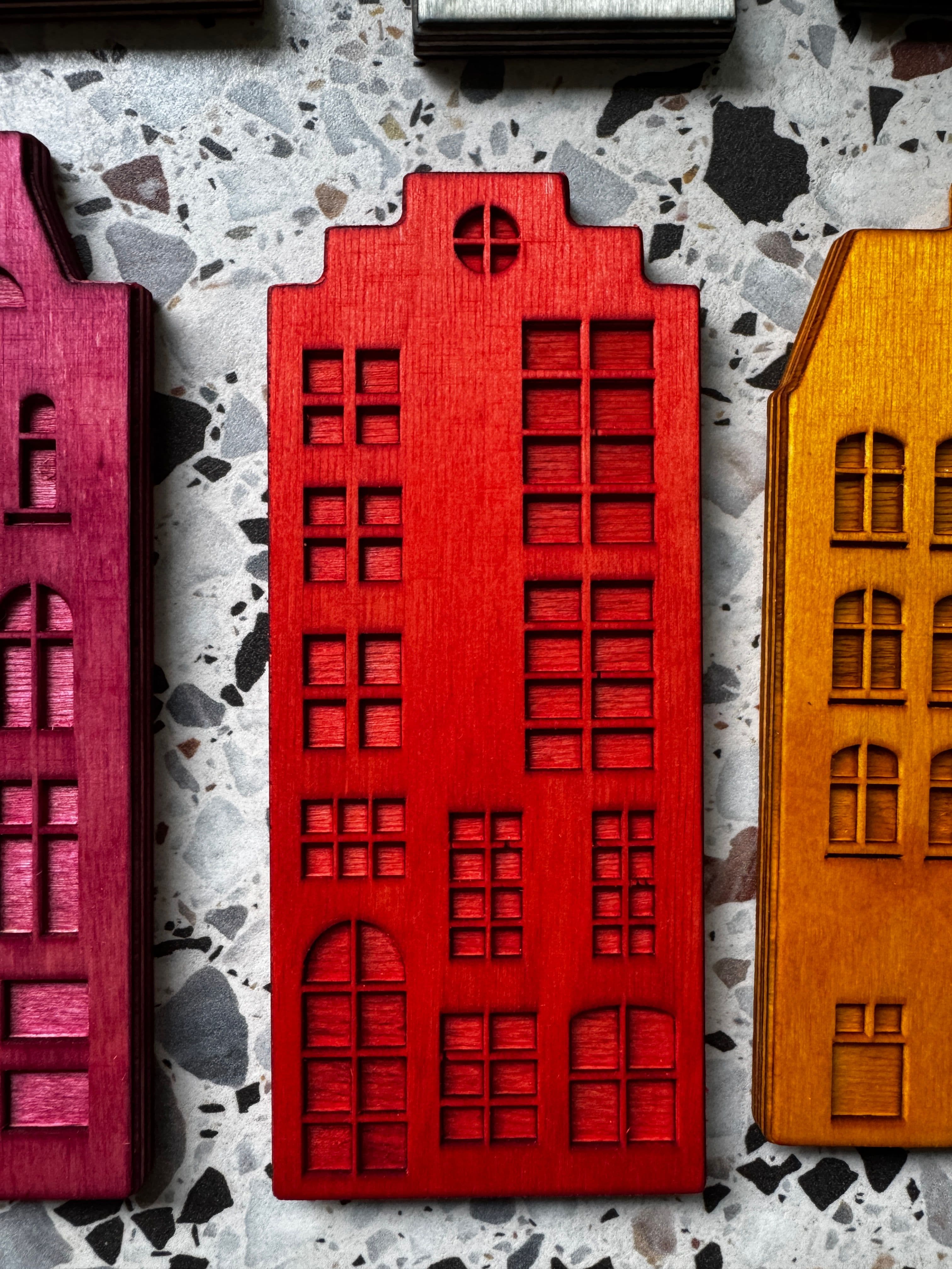 Dutch canal houses magnets — handcrafted wooden magnets by TerraMadera