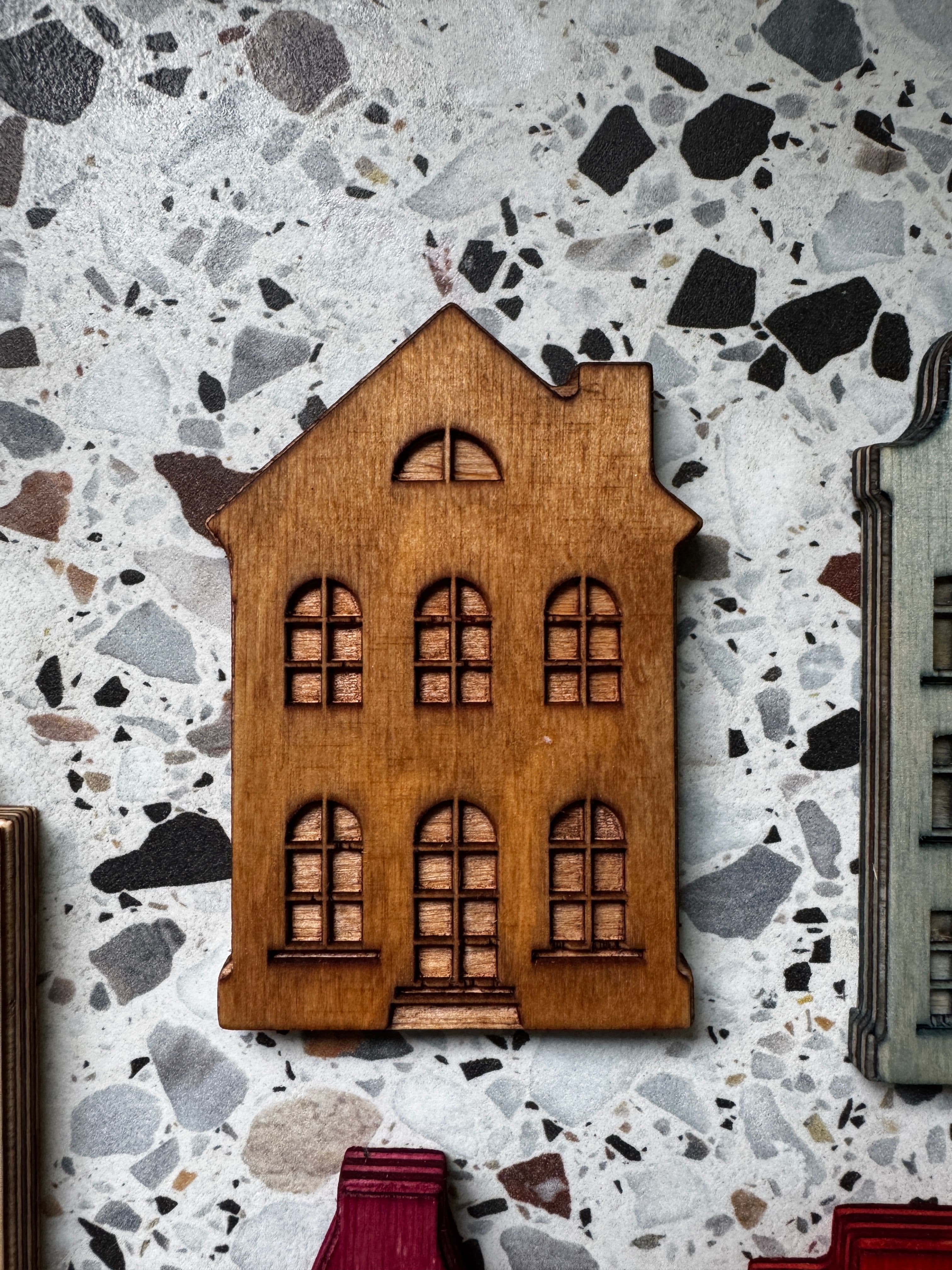 Dutch canal houses magnets — handcrafted wooden magnets by TerraMadera