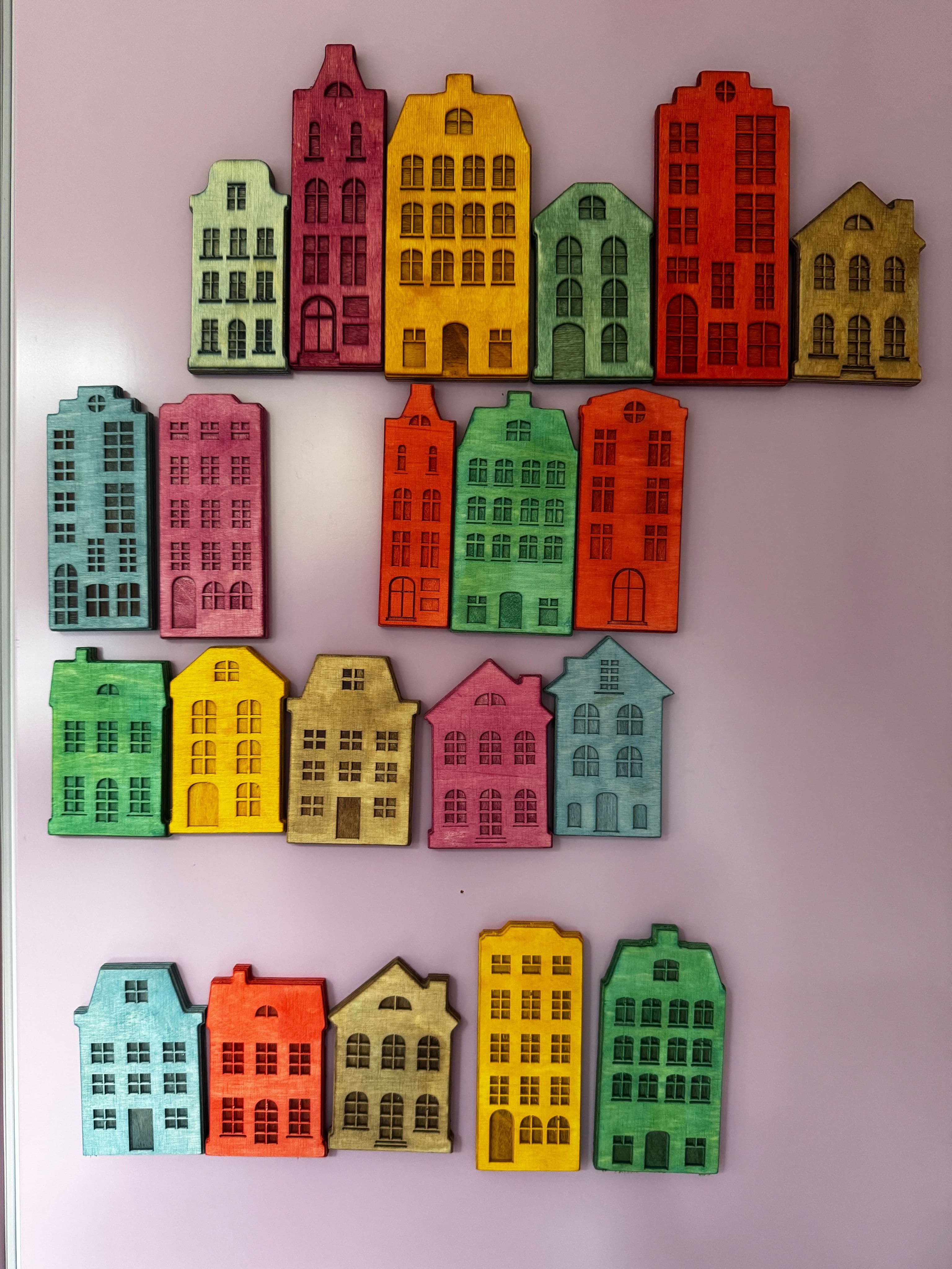 Dutch canal houses magnets — handcrafted wooden magnets by TerraMadera
