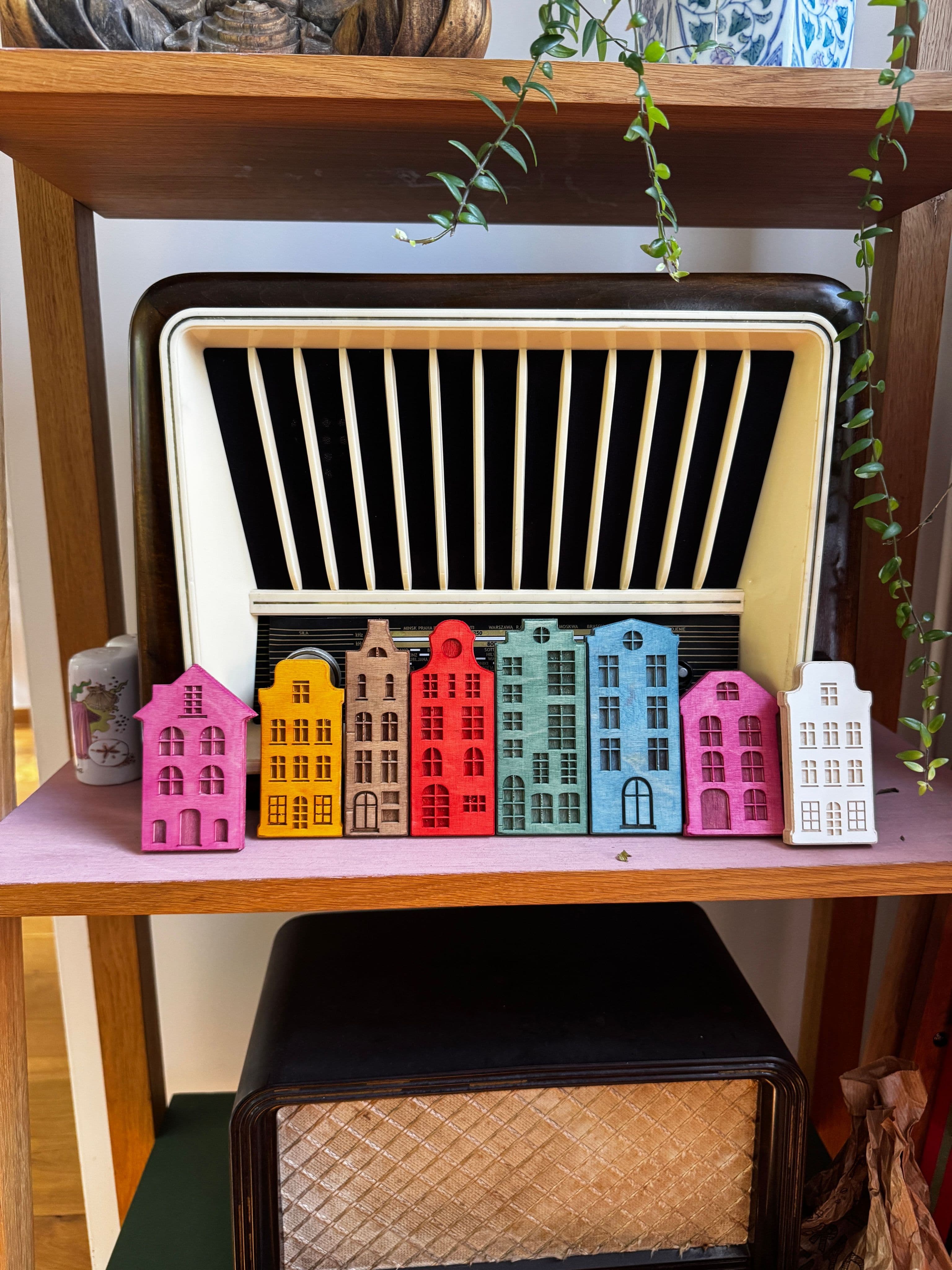Dutch canal houses magnets — handcrafted wooden magnets by TerraMadera