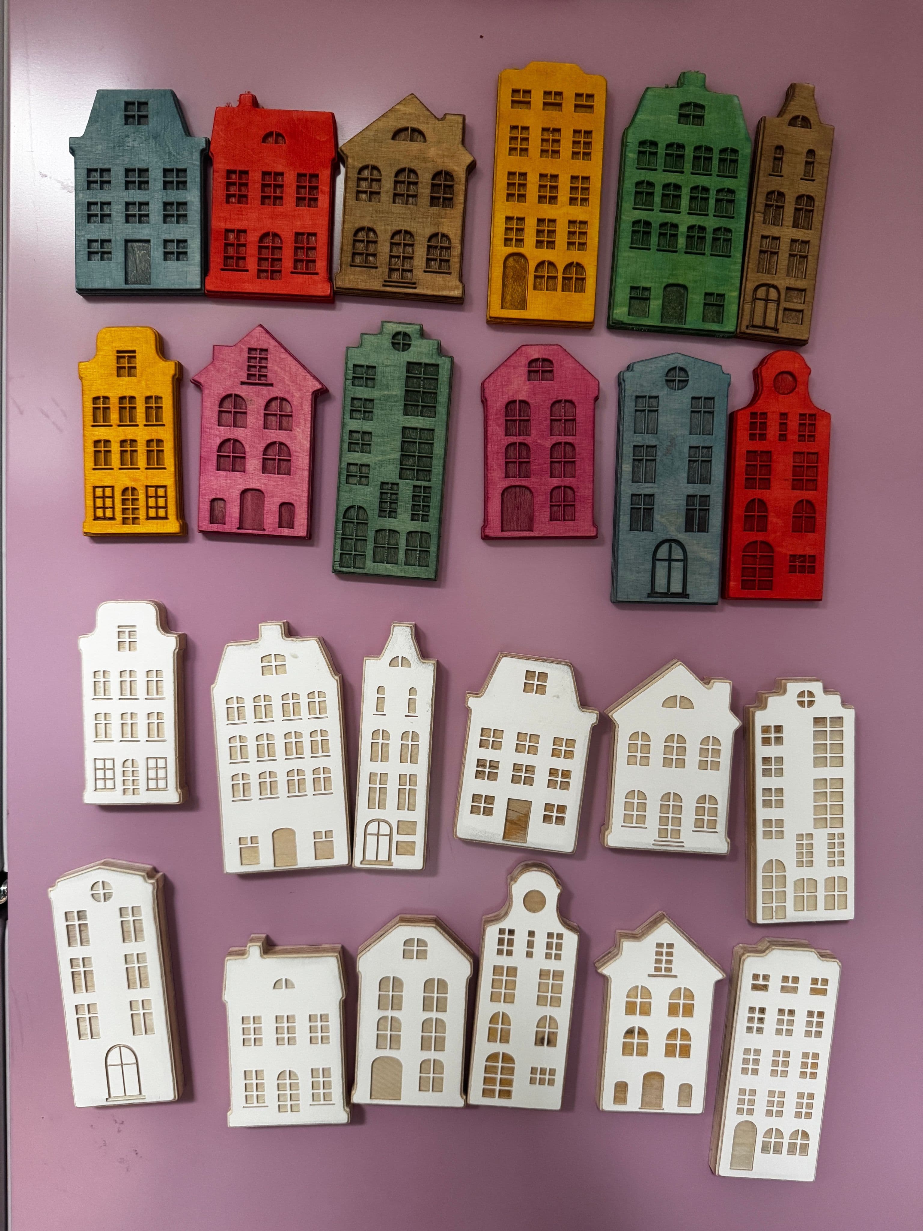 Dutch canal houses magnets — handcrafted wooden magnets by TerraMadera