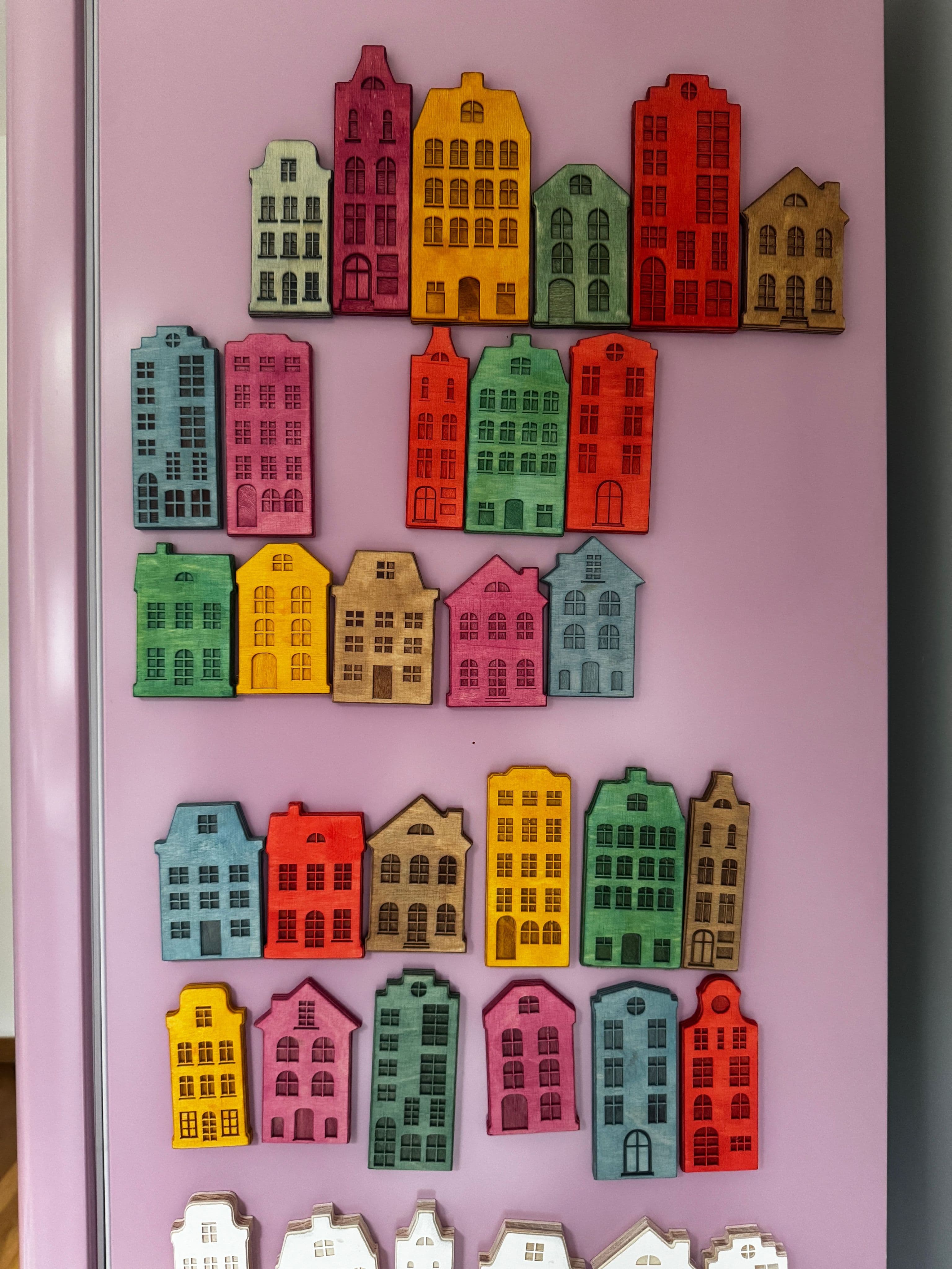 Dutch canal houses magnets — handcrafted wooden magnets by TerraMadera