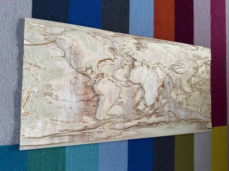 World map 2 - handcrafted wooden world map relief by TerraMadera